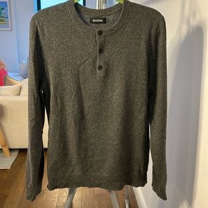 NAADAM Recycled Cashmere Henley Sweater Pullover (Granite, Size: M)